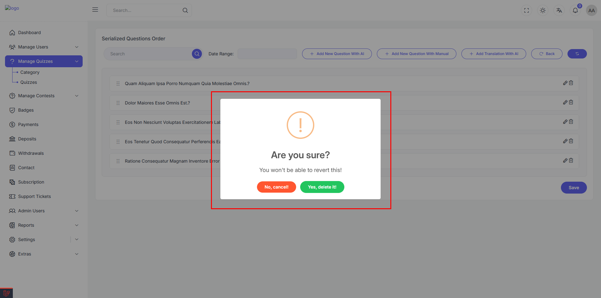 Question List Interaction